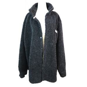 Glacier Gear Outdoor Black Button Down Jacket Fuzzy Carpet XL Oversized Collar